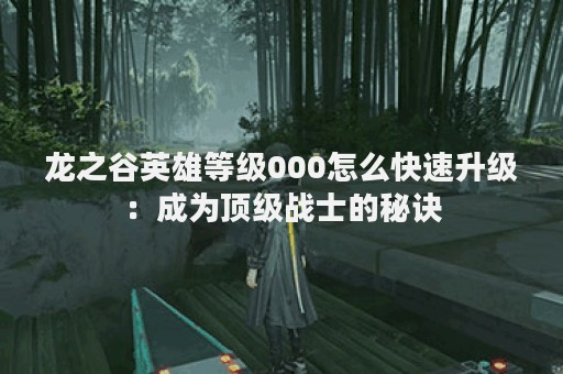 龙之谷英雄等级000怎么快速升级：成为顶级战士的秘诀