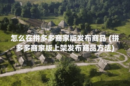 怎么在拼多多商家版发布商品 (拼多多商家版上架发布商品方法)