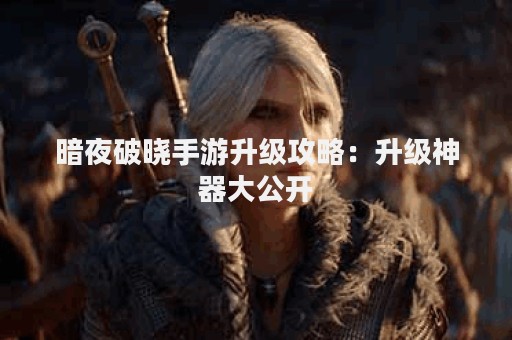 暗夜破晓手游升级攻略：升级神器大公开